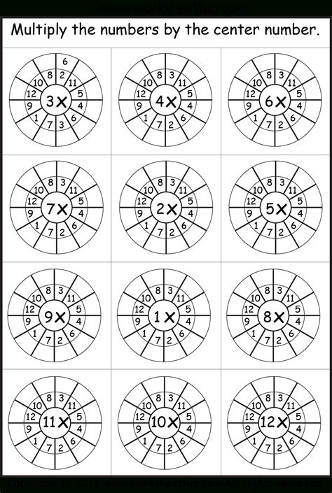 Multiplication Wheel Worksheets