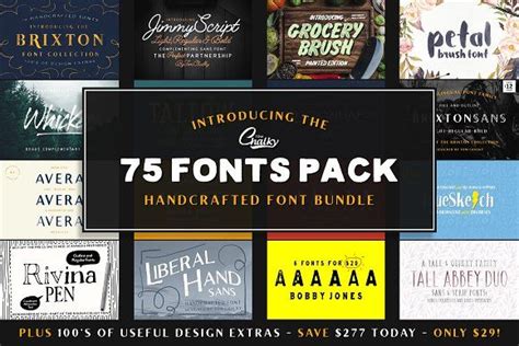 The 75 Fonts Pack And Plenty Of Extras By Tom Chalky On Creativemarket
