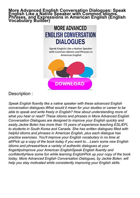 Pdf Read Online More Advanced English Conversation Dialogues Speak English Like A Native By