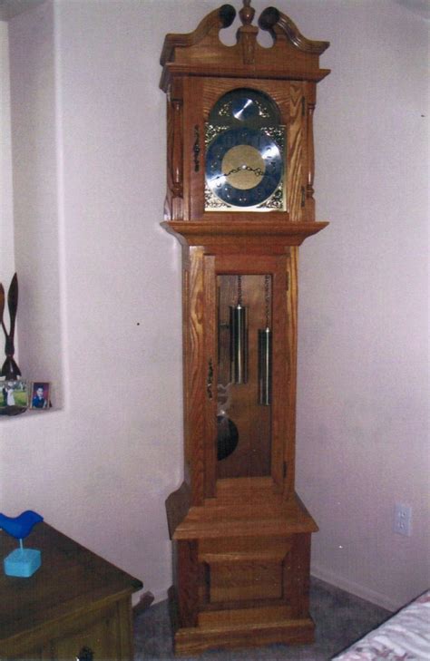 Hand Made Solid Oak Early American Grandfather Clock By Ye Olde