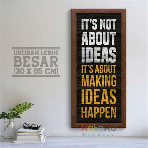 Jual Hiasan Dinding Poster Motivasi Wall Decor Quotes Its Not About Ideas Frame Coklat Di
