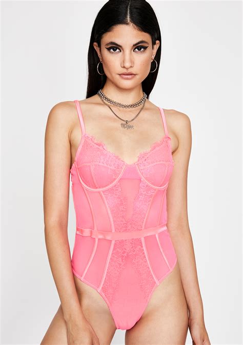 Lace Cami Sheer Underwire Bodysuit Pink Dolls Kill