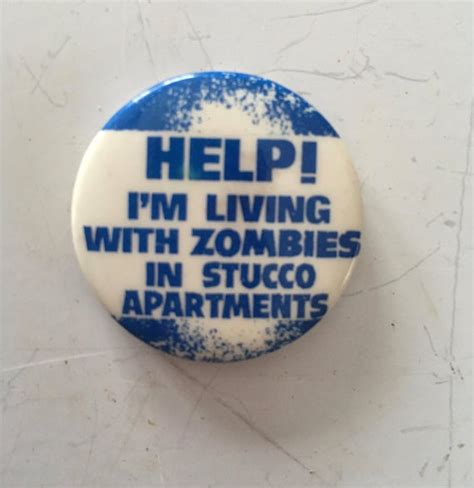 Vintage Pin Badge Zombie Humor 1980s April Fools T Etsy Vintage