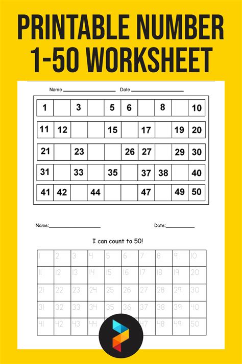Numbers 1 50 Worksheet
