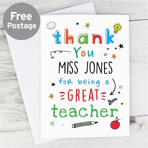 Personalised Thank You Teacher Card