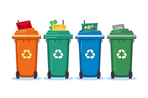 Premium Ai Image A Row Of Different Colored Trash Cans