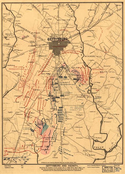 Gettysburg Civil War Battlefield Map