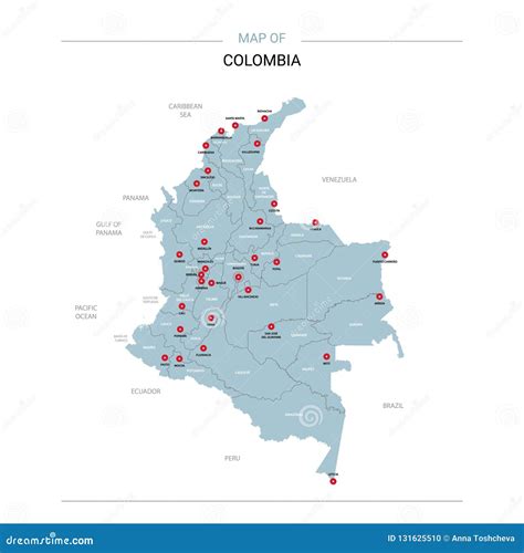 Colombia Vector Map Isolated On White Background High Detailed Black