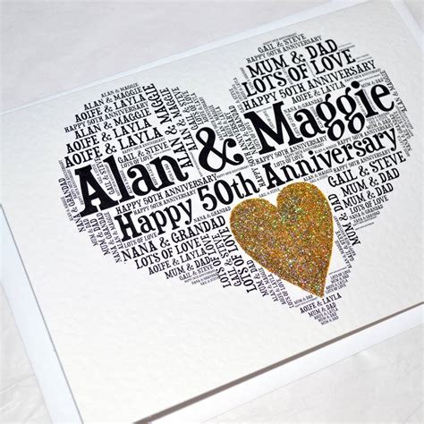 Silver is given on the 25th anniversary, while gold is given on the 50th anniversary. Personalised 50th Wedding Anniversary Love Sparkle Card By Sew Very English | notonthehighstreet.com