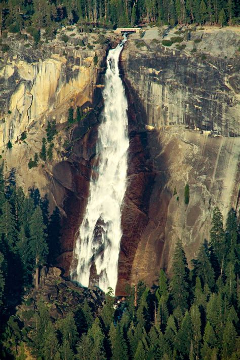 Mighty Nevada Falls In Yosemite Np Ca Seen From Glacier Point