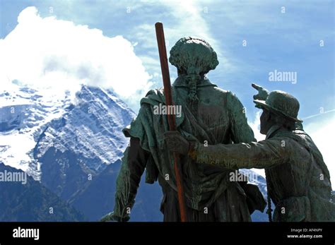 Statue Of De Saussure With J Balmat Who Made The First Ascent Of Mont