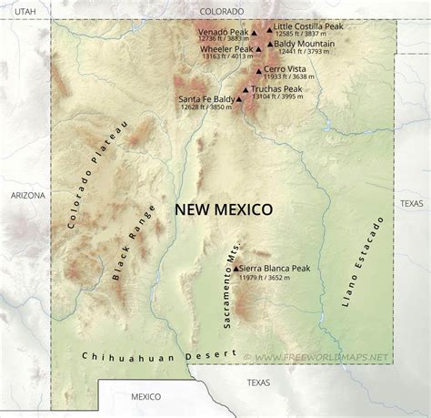 Mountain Ranges In New Mexico Map Maps For You
