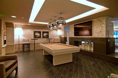 Modern Game Room With Pendant Light And Hardwood Floors In San Francisco