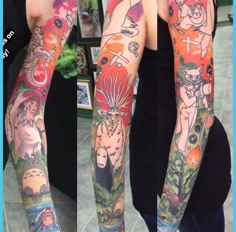 Studio Ghibli Sleeve Progression Tattoo