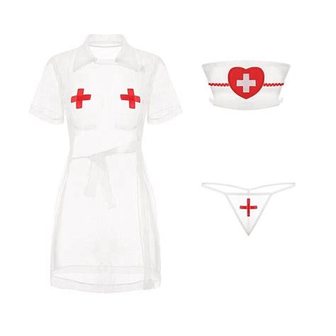 Ladies Naughty Sexy Nurse Doctor Uniform Costume Cosplay Lingerie Dress