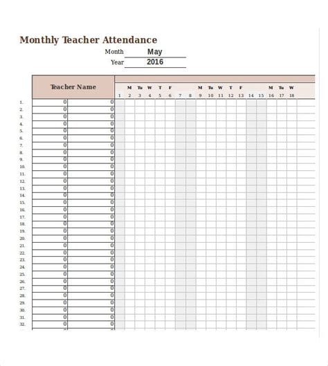 Attendance Tracking Template 10 Free Word Excel Pdf Documents