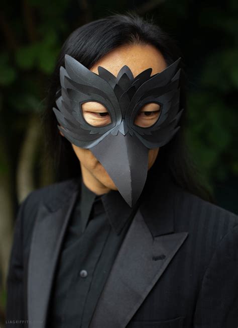 Black Paper Raven Mask For Halloween Lia Griffith