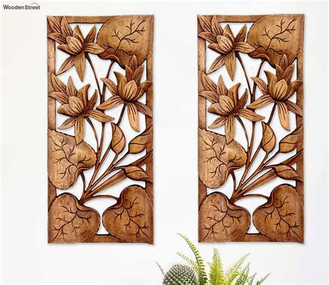 Buy Bloom Hand Carved Wooden Wall Panel Online In India At Best Price