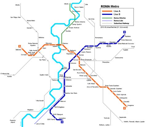 Rome Subway Map For Download Metro In Rome High Resolution Map Of