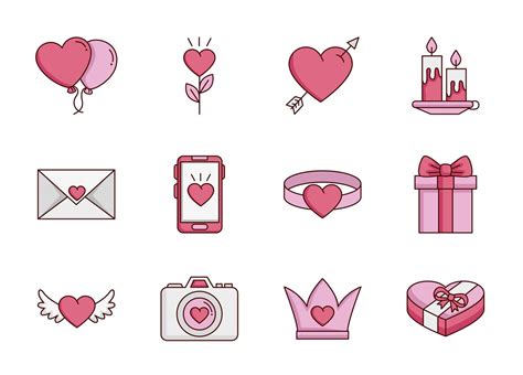 Bundle Of Valentines Day Set Icons 3171229 Vector Art At Vecteezy