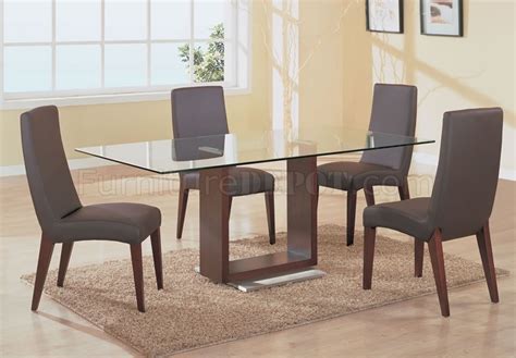 Rectangle Shape Glass Top Modern Dinette Set With Wooden Base