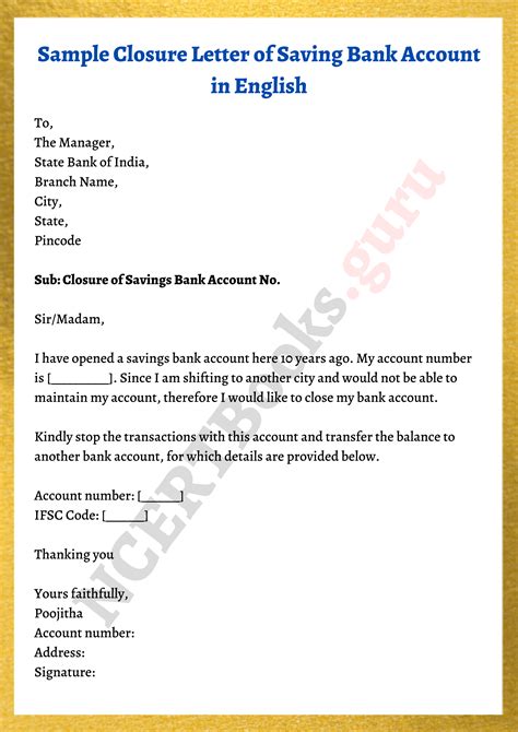 I wish to close my bank account that i have with your institution. Bank Account Closing Letter : Sample Letter For Bank ...