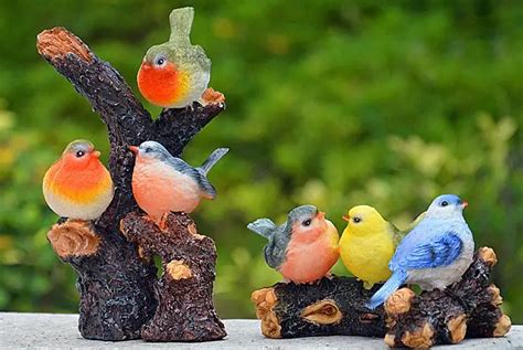 4 Pcs A Set Resin Birds Home Decoration Crafts Ornaments Garden Decor