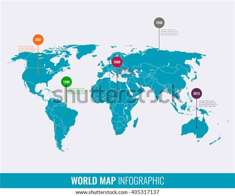 World Map Infographic Template Vector Stock Vector Royalty Free 405317137