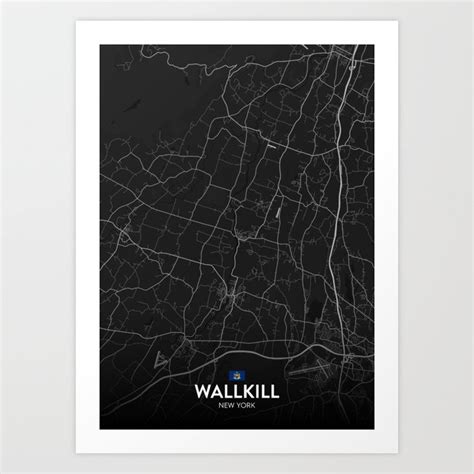 Wallkill New York United States Dark City Map Art Print By Imr