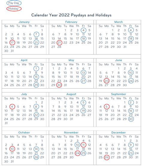 Payroll Calendar 2022 Paydays And Holidays