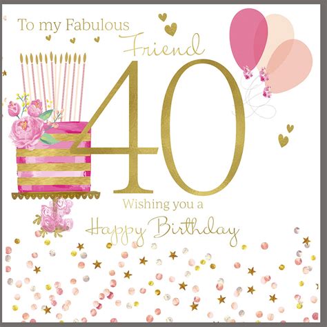 40th Birthday Card For A Fabulous Friend Sa4484 Polkadot Stripes