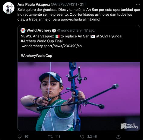 Почему Ана Паула Васкес заменит олимпийскую чемпионку Ан Сан на Кубке мира по стрельбе из лука