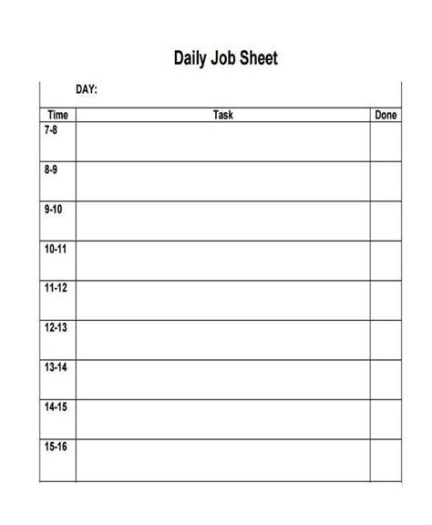 Free Printable Task Sheets Free Templates Printable