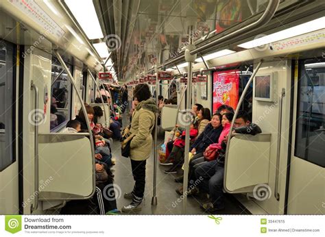 News and information of shanghai metro operation. Commuters Inside A Shanghai Metro Train Railway Carriage ...