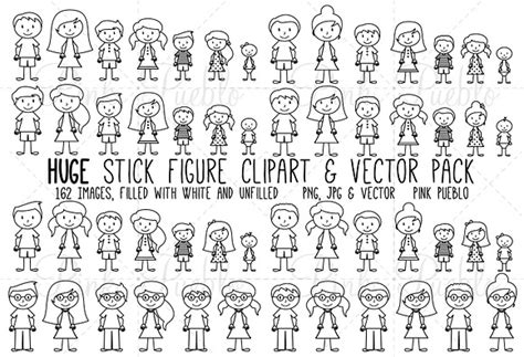 Huge Stick Figure Clipartvector Set ~ Illustrations ~ Creative Market