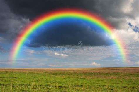 Rainbow Over The Field Stock Photo Image Of Natural 165750368