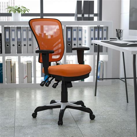 Flash Furniture Mid Back Orange Mesh Multifunction Executive Swivel