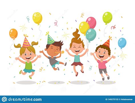 Group Of Kids Celebrating A Party Stock Vector Illustration Of