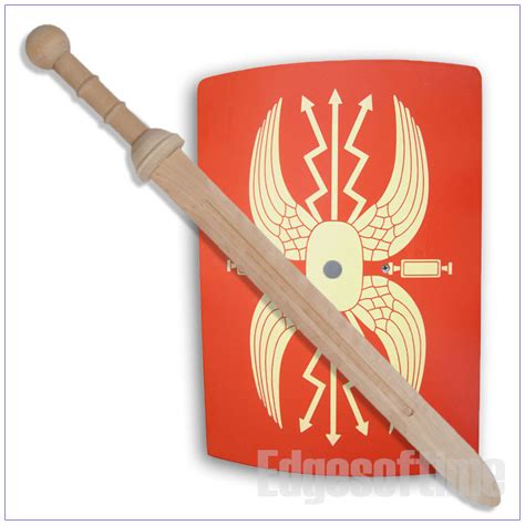 Wooden Roman Soldier Gladiator Shield And Wooden Roman Gladius Sword Role