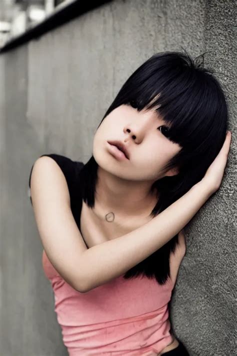 A Beautiful Gorgeous Japanese Edgy Model Girl With Stable Diffusion