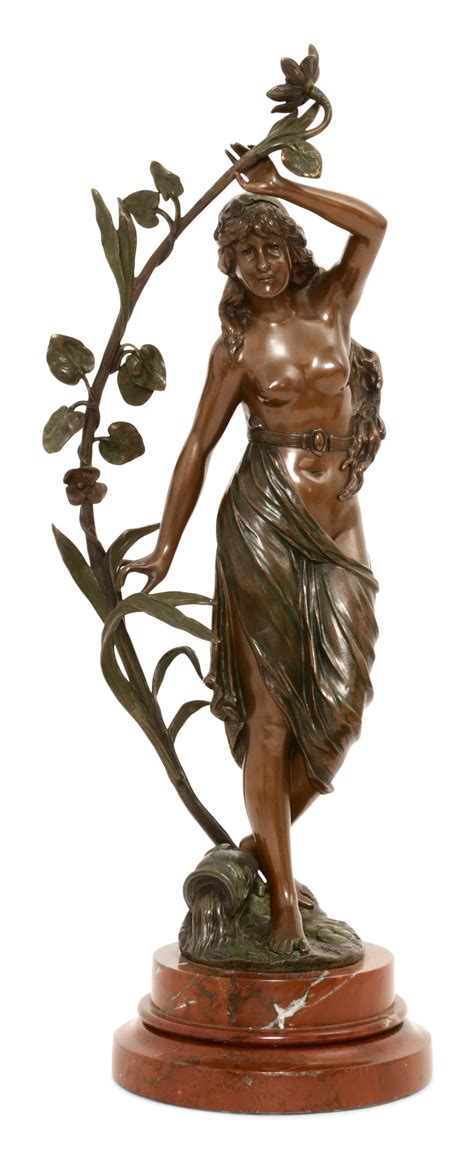 Lot French Art Nouveau Bronze Sculpture Of A Semi Nude Woman