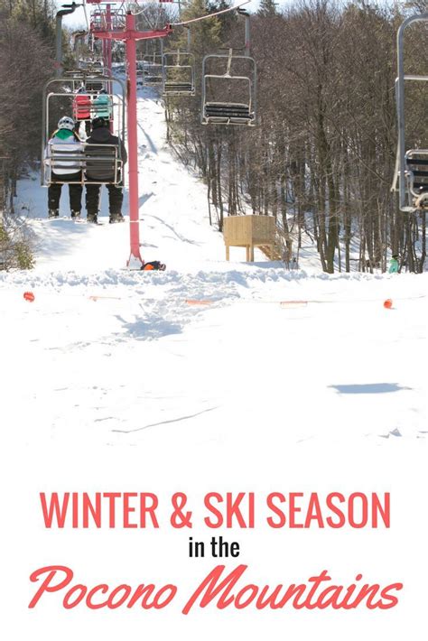 A Red Ski Lift With The Words Winter And Ski Season In The Pocon Mountains