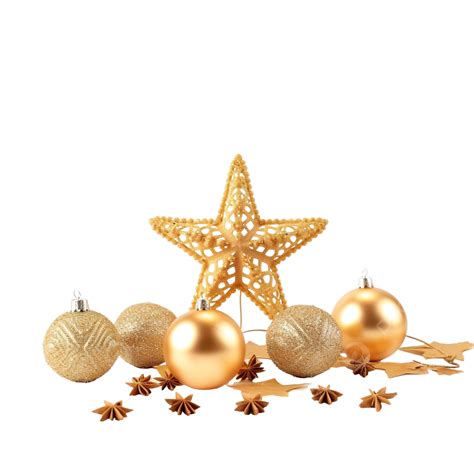 Golden Christmas Star And Christmas Decoration On Table Christmas
