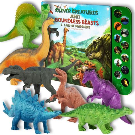 Lil Gen Dinosaur Action Figure Set With Sound Book 13 Pieces