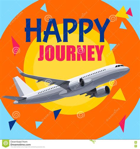 Flying Airplane With Happy Journey Header. Stock Vector - Illustration of graphic, icon: 74613128