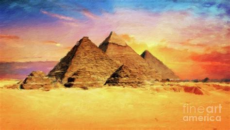 The Great Pyramids Of Giza By Sarah Kirk Painting By Esoterica Art Agency Pixels