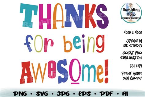 Thanks For Being Awesome Graphic By Ramblingboho · Creative Fabrica