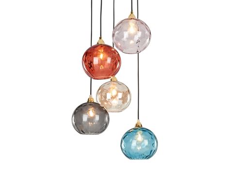 Ilaria Cluster Light Multi Coloured Glass And Brass Globe Ceiling