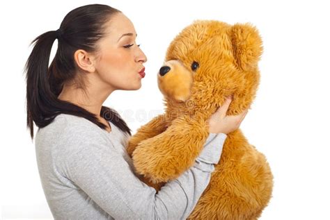 Female Kissing Teddy Bear Stock Photo Image Of Fluffy 22551846