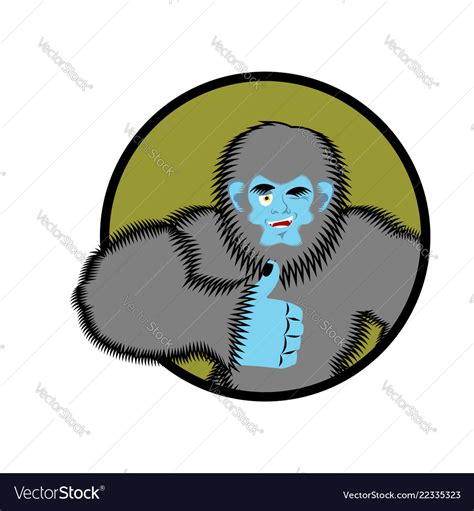 Bigfoot Thumbs Up Yeti Winks Emoji Abominable Vector Image